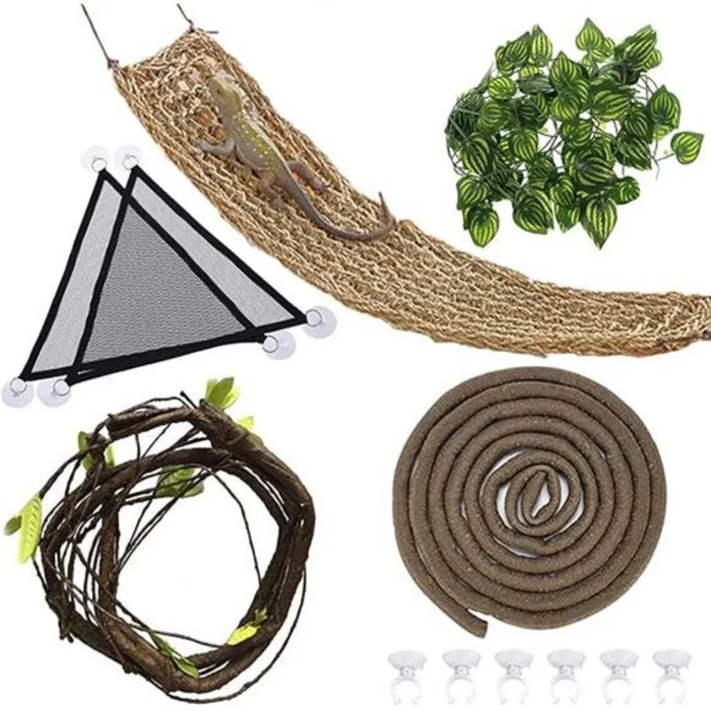 Bearded Dragon Tank Accessories Lizard Large Hammock Jungle Climber Vines